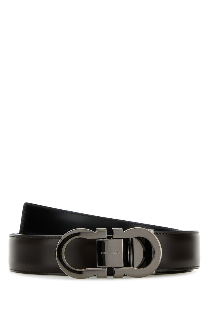 Dark brown eather reversible belt