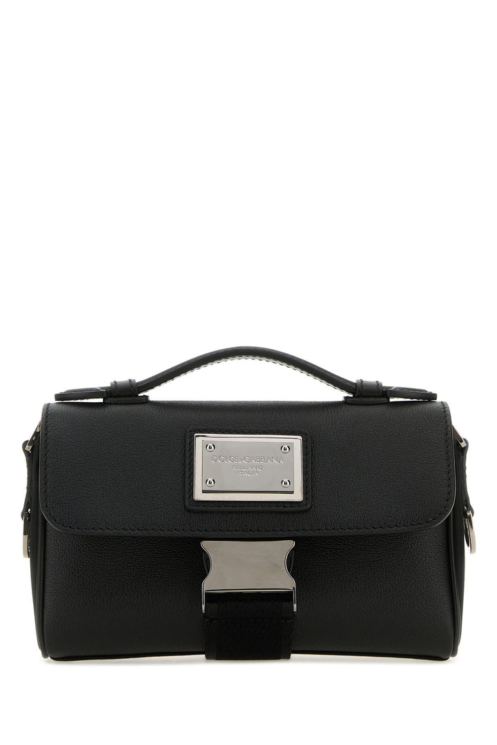 Black leather handbag