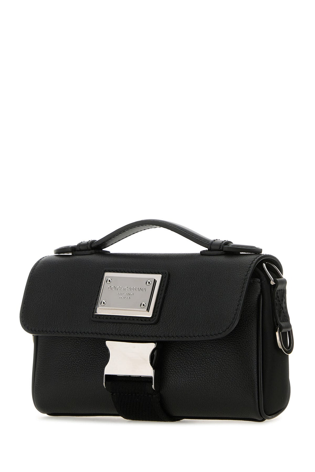 Black leather handbag