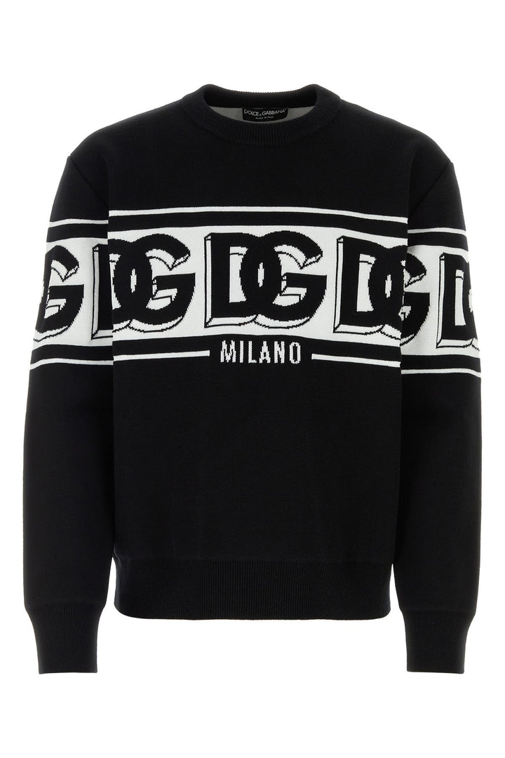 Black stretch polyester blend sweater