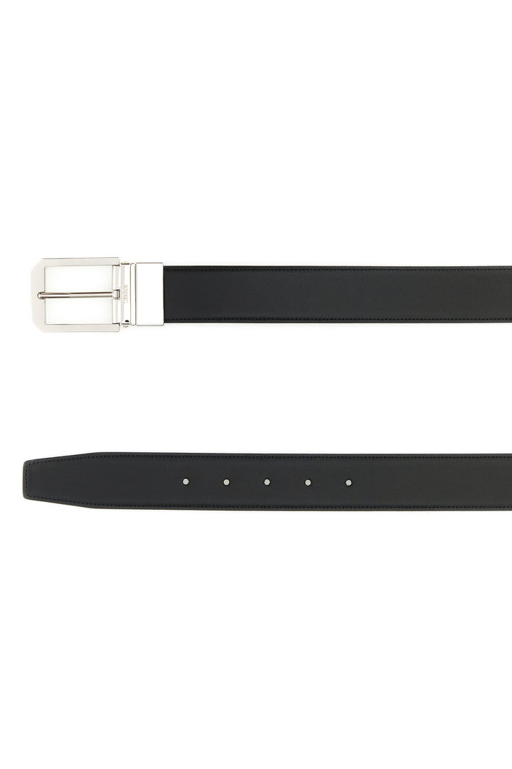 Black leather reversible belt