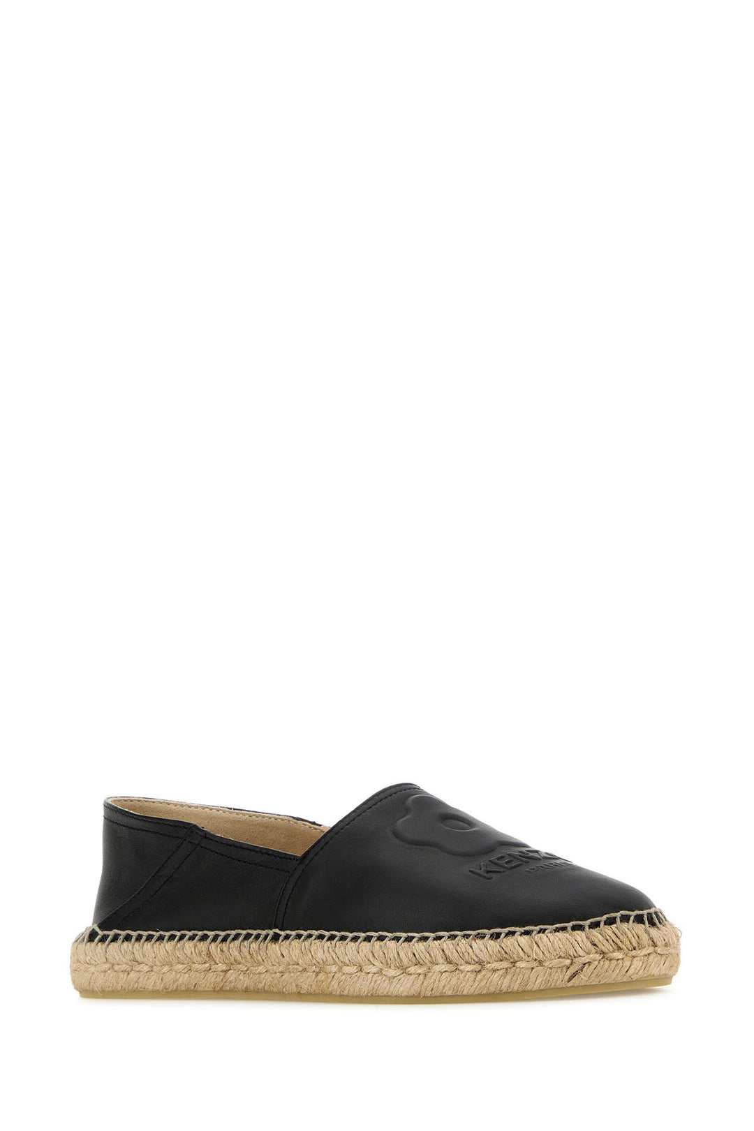 Black leather espadrilles