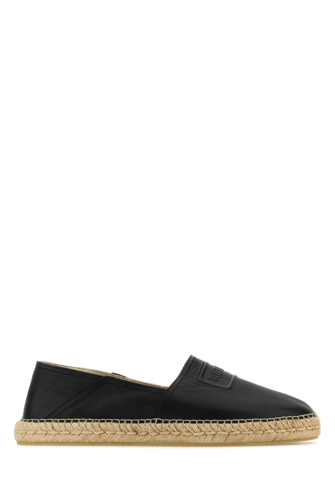 Black leather espadrilles