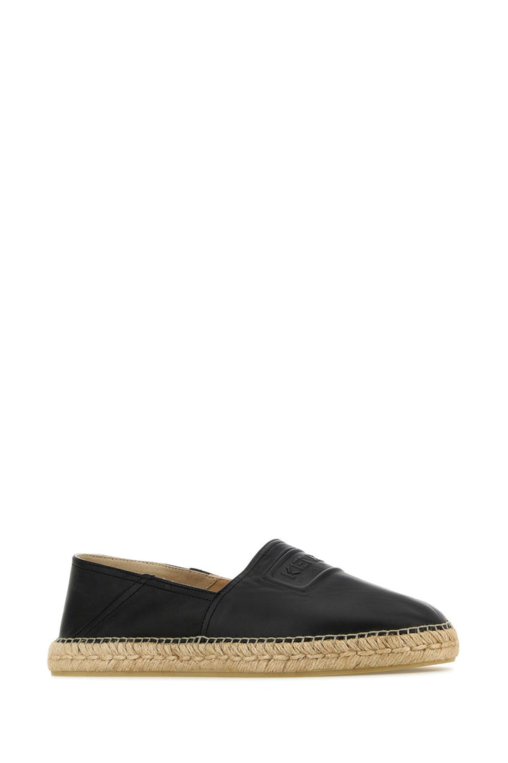 Black leather espadrilles