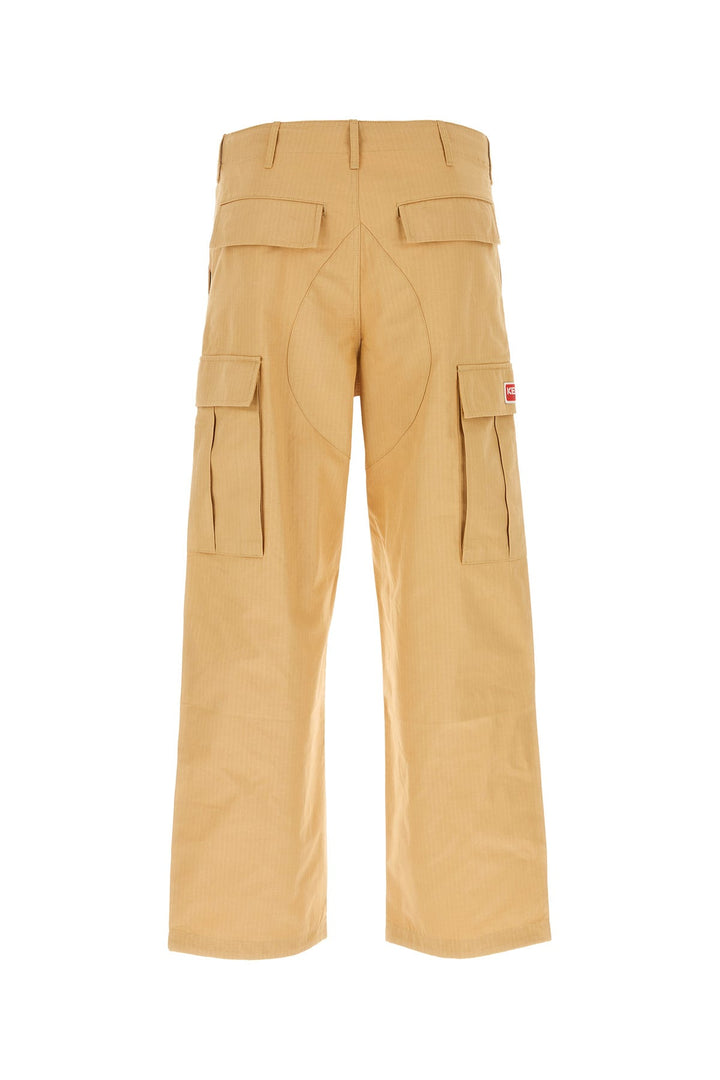 Beige cotton cargo pant