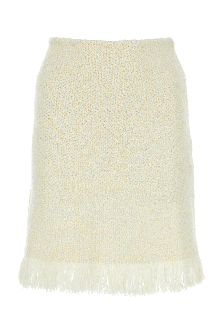 Ivory stretch wool blend skirt