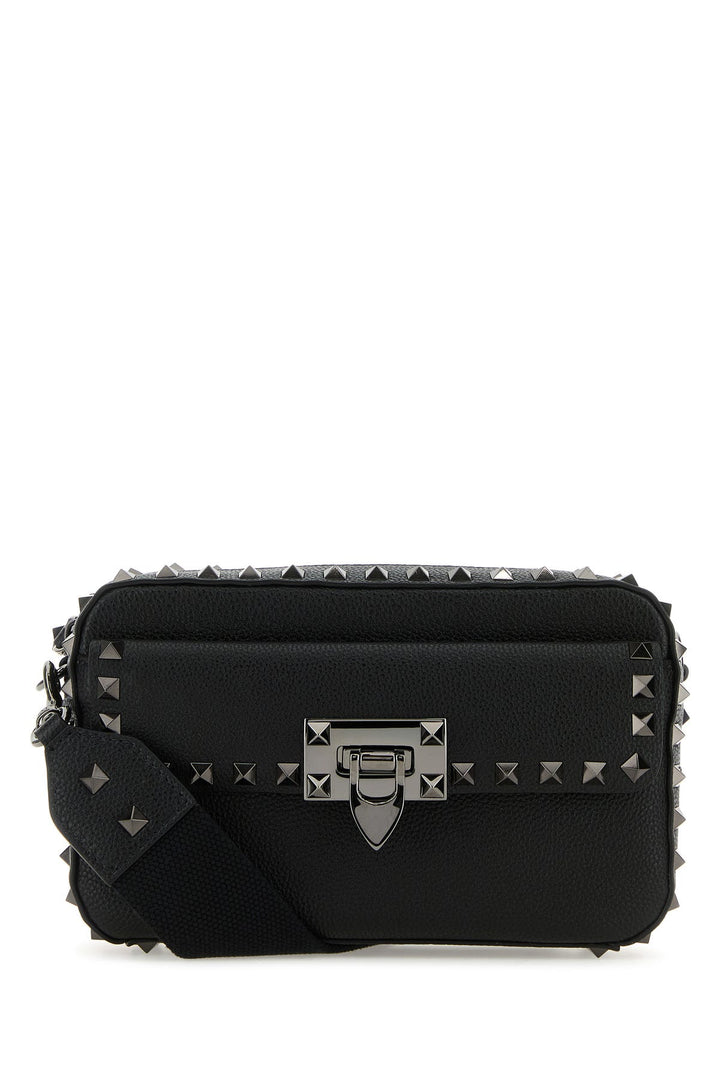 Black leather Rockstud crossbody bag