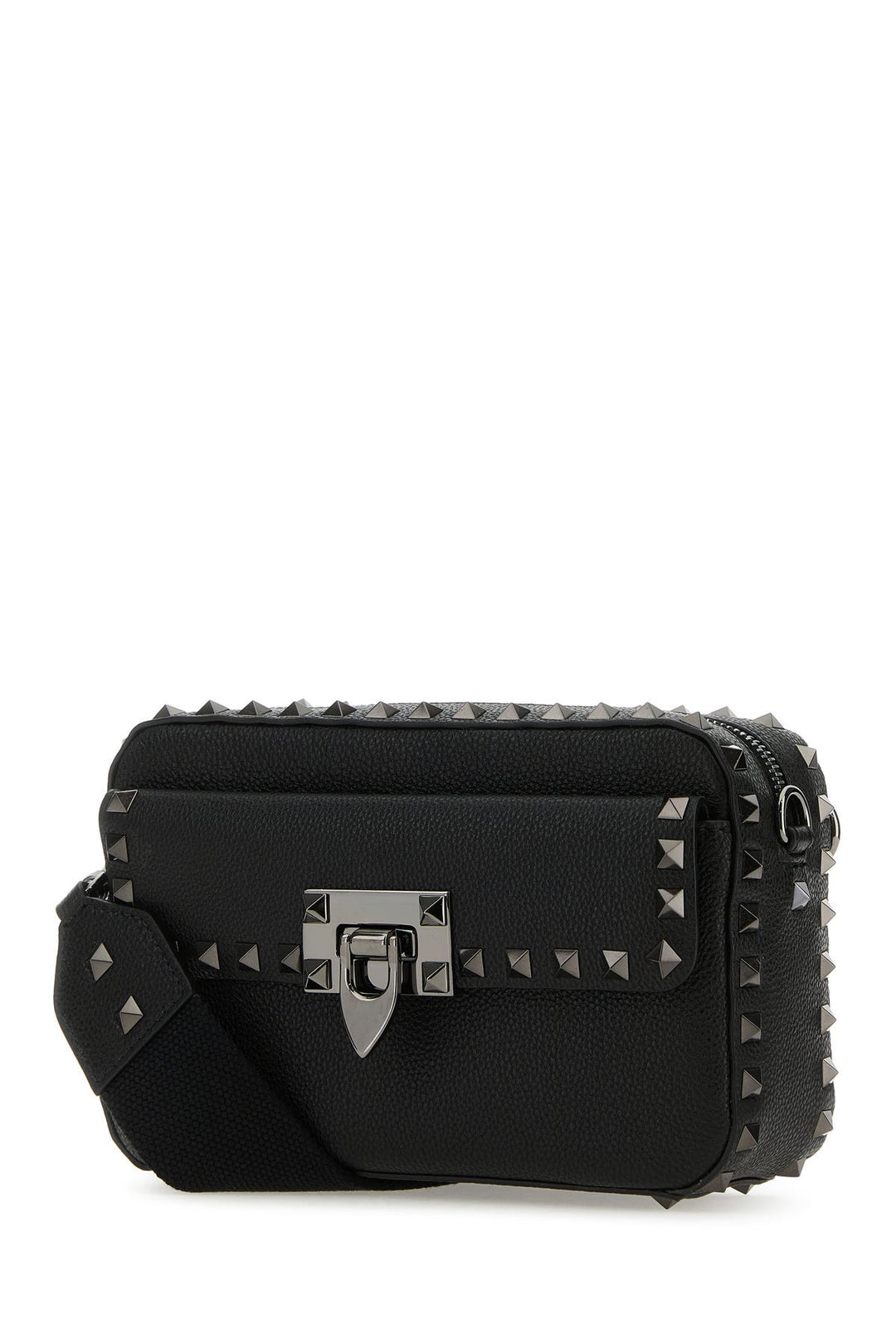 Black leather Rockstud crossbody bag