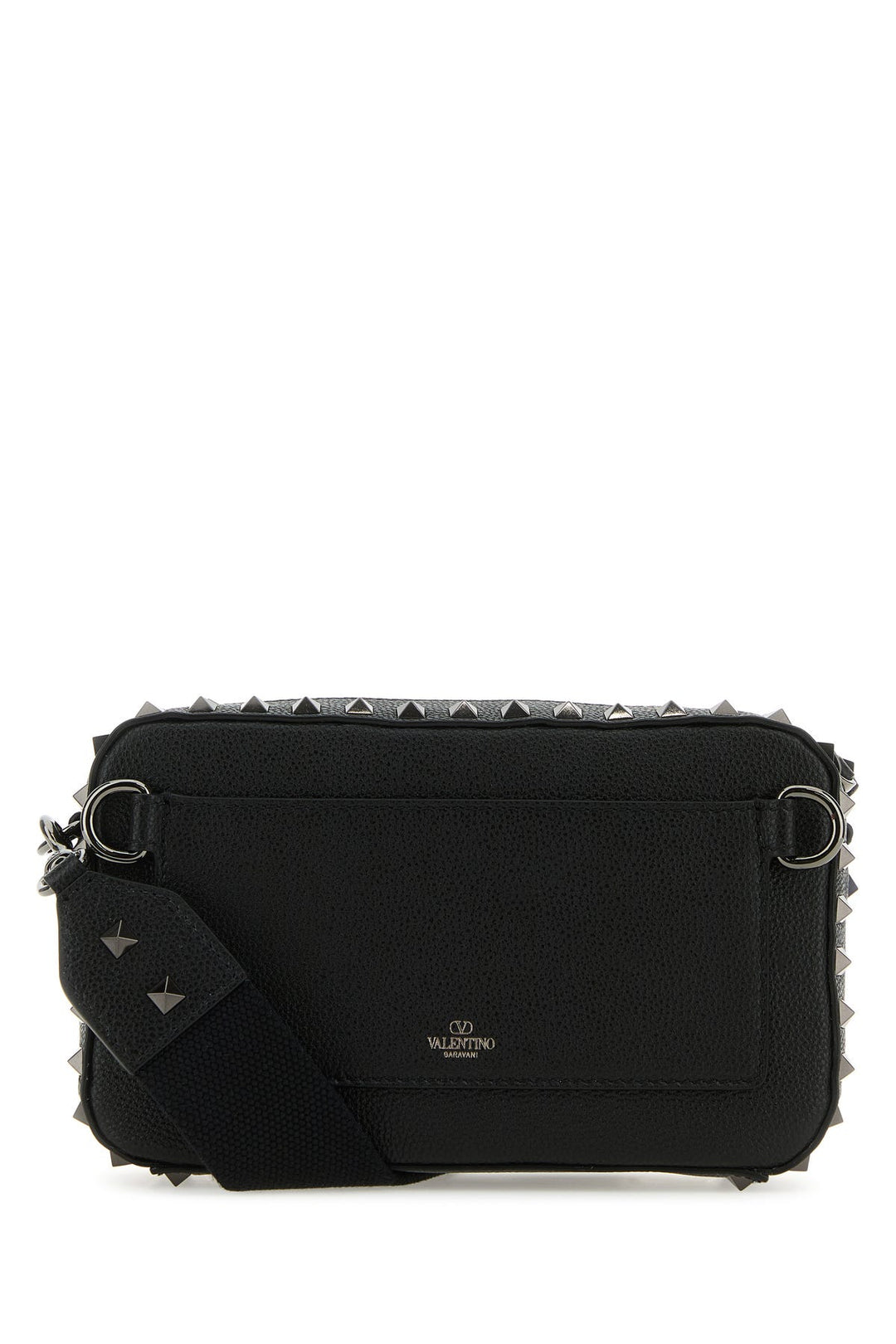 Black leather Rockstud crossbody bag