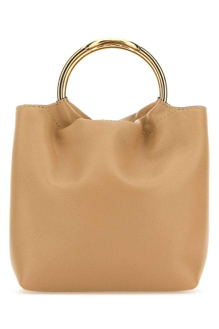 Beige leather bucket bag