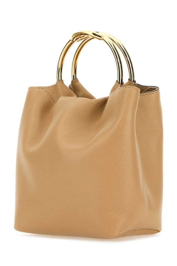 Beige leather bucket bag