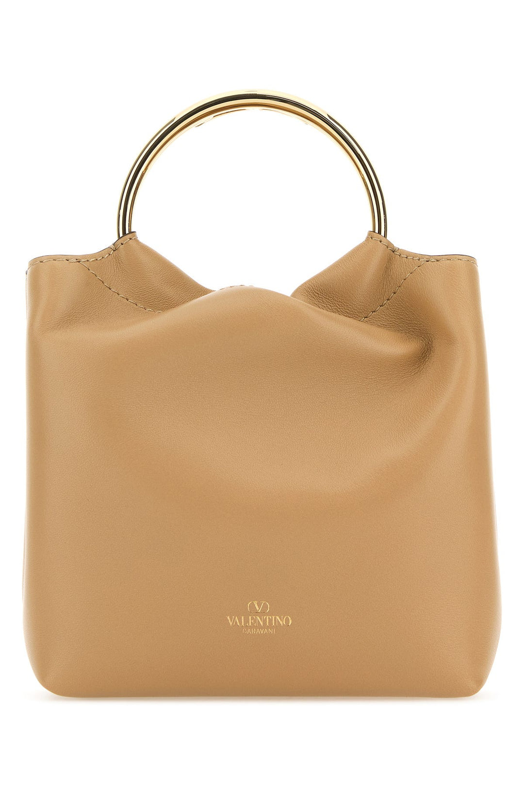 Beige leather bucket bag