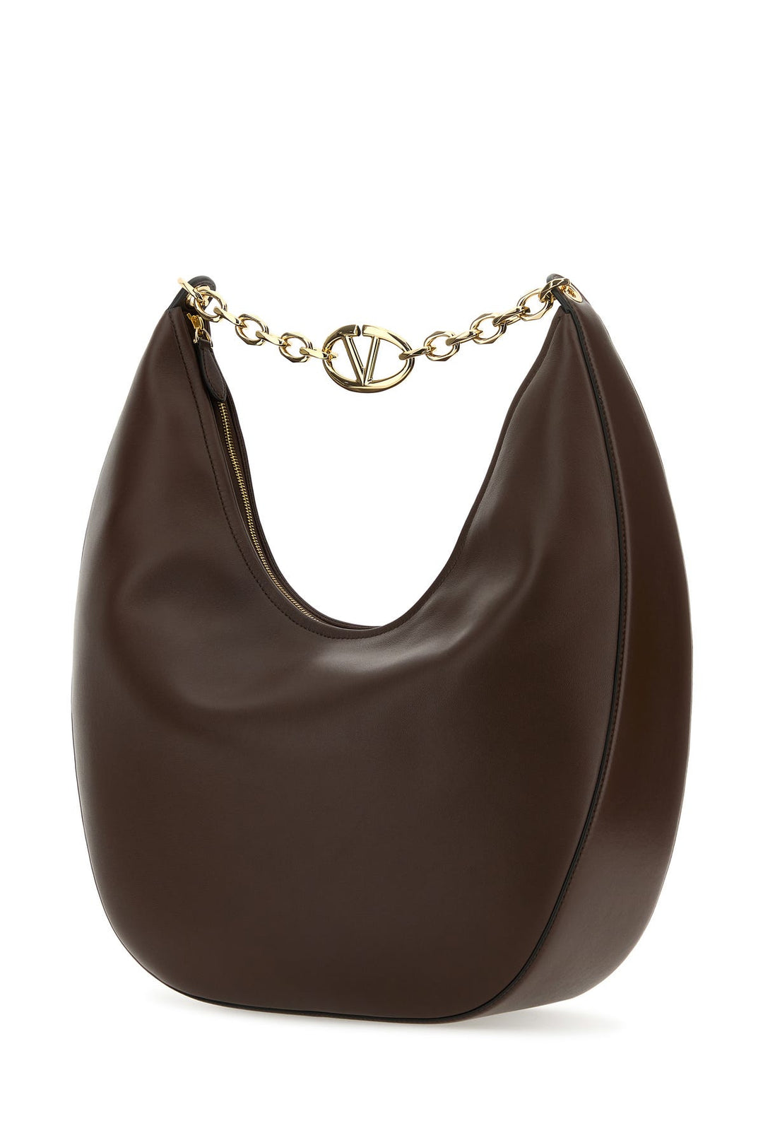 Brown leather medium VLogo Moon shoulder bag