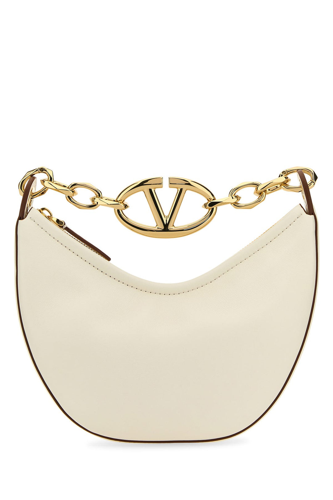 Ivory leather mini Hobo VLogo Moon handbag