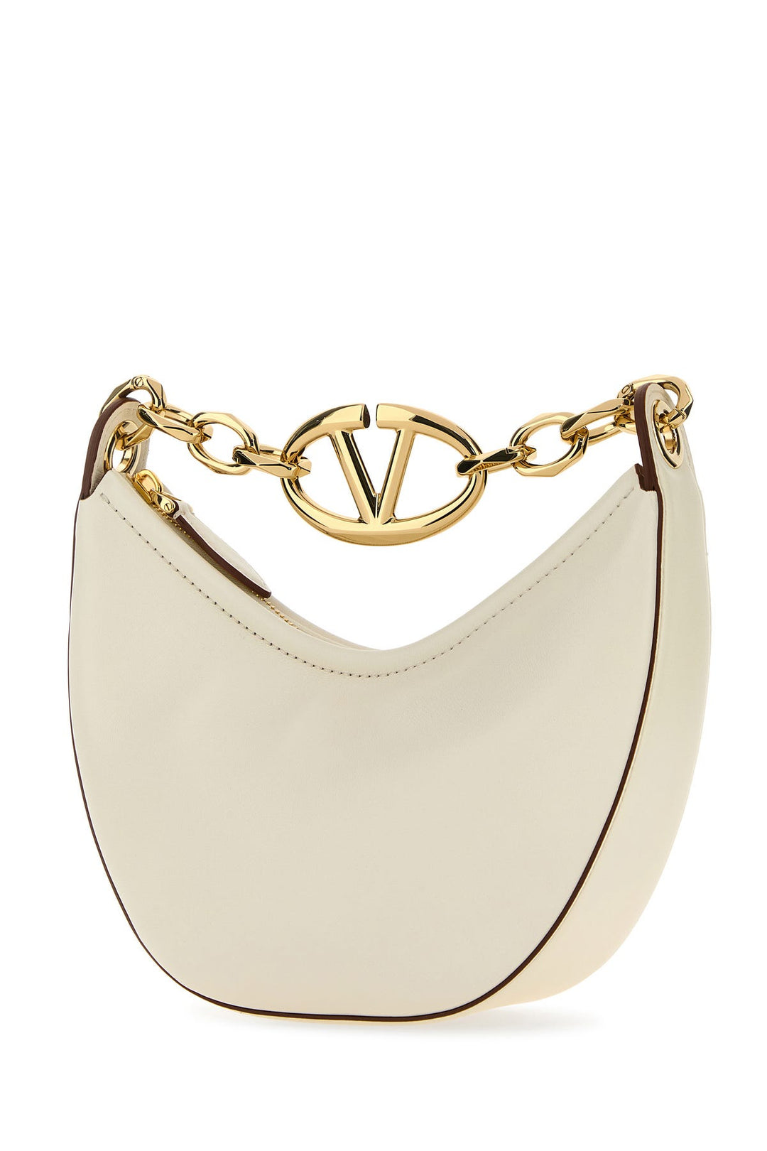 Ivory leather mini Hobo VLogo Moon handbag