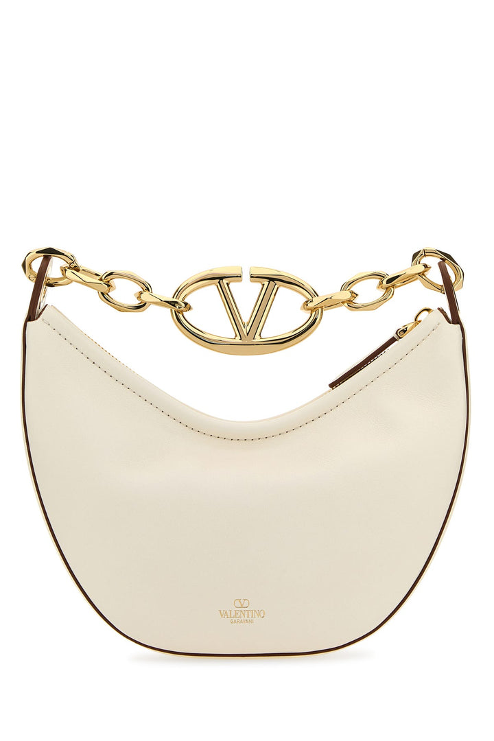 Ivory leather mini Hobo VLogo Moon handbag