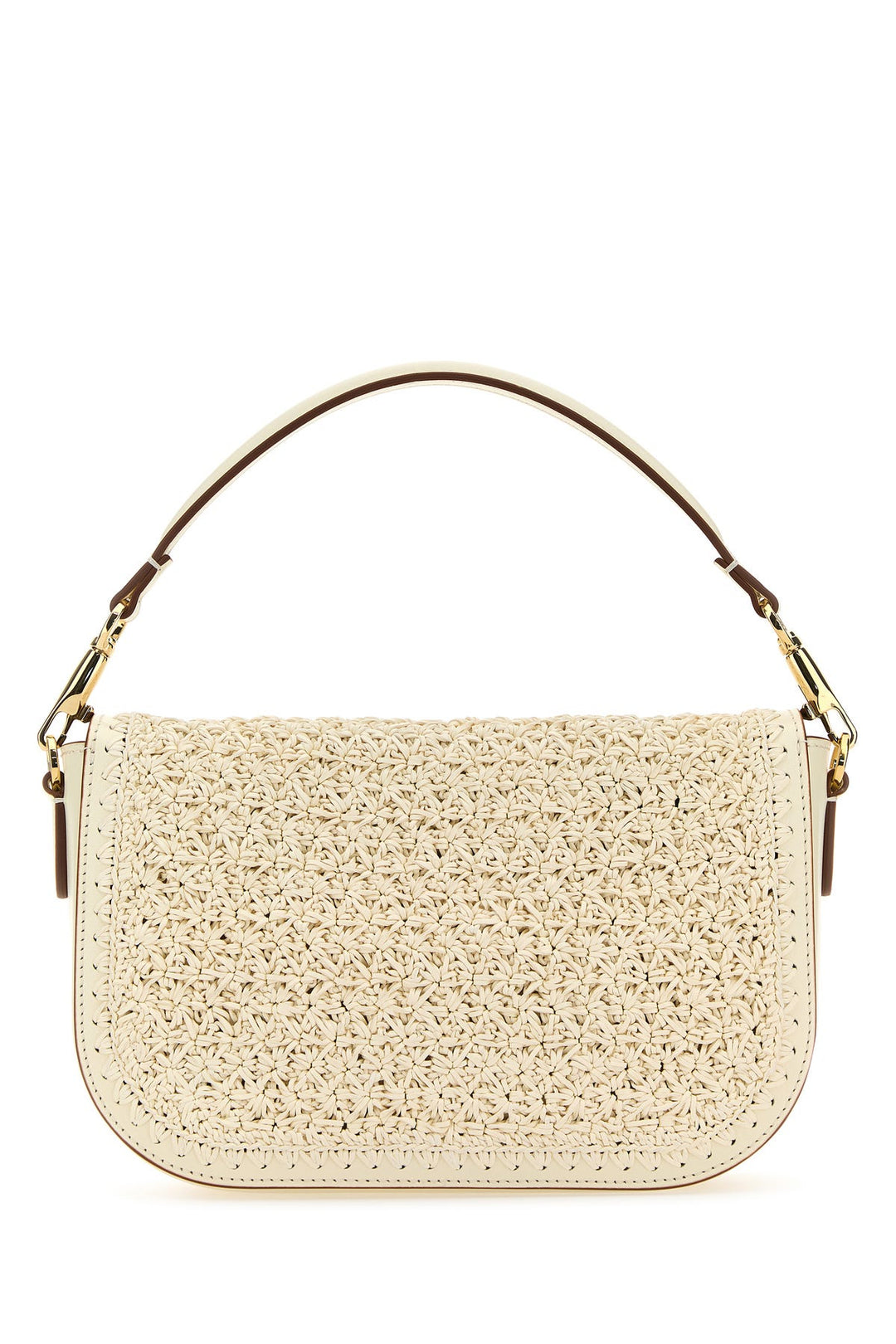 Ivory raffia and leather VLogo handbag