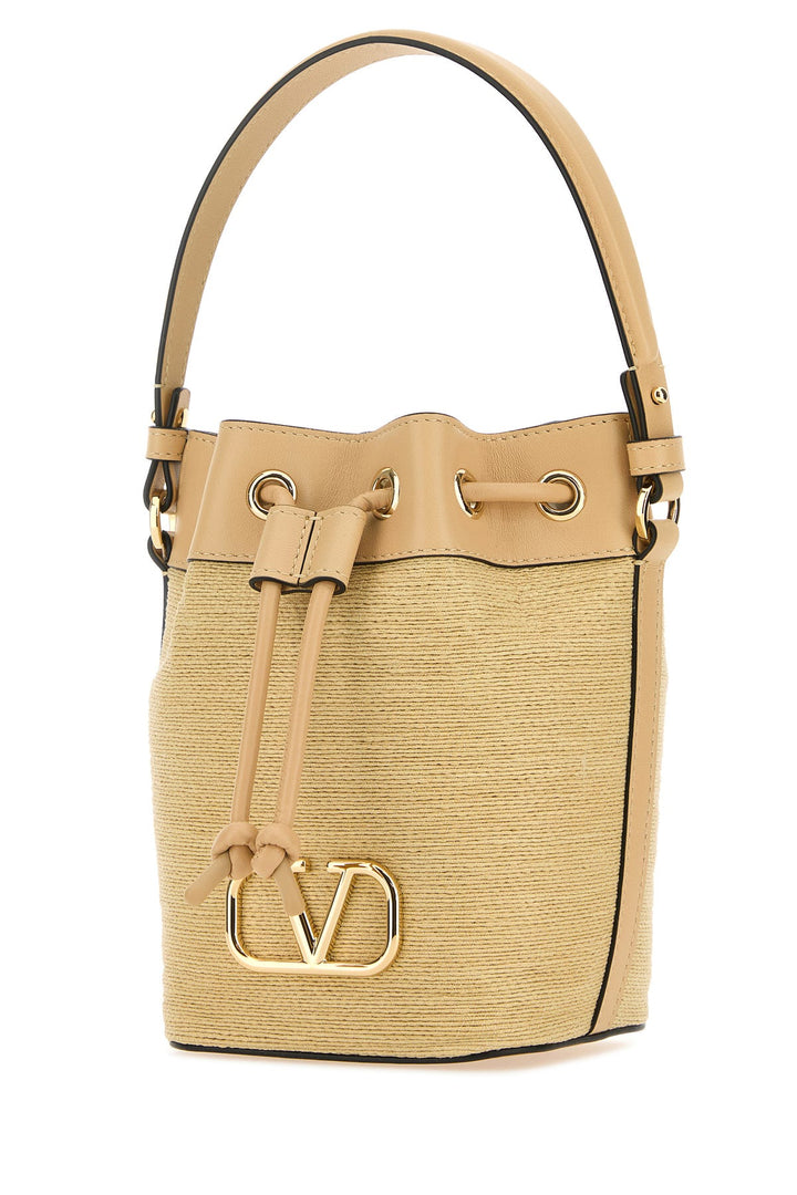 Raffia leather VLogo Signature bucket bag