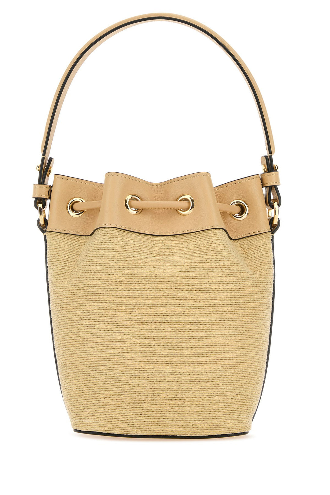 Raffia leather VLogo Signature bucket bag