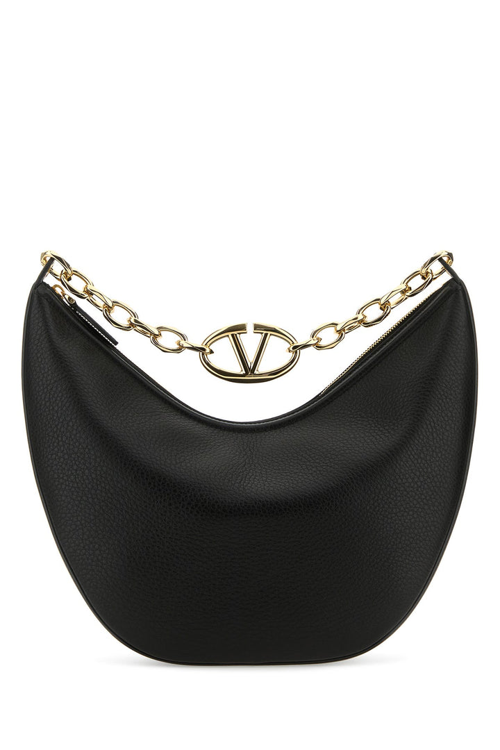 Black leather medium Hobo VLogo Moon shoulder bag