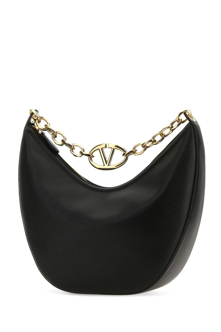 Black leather medium Hobo VLogo Moon shoulder bag