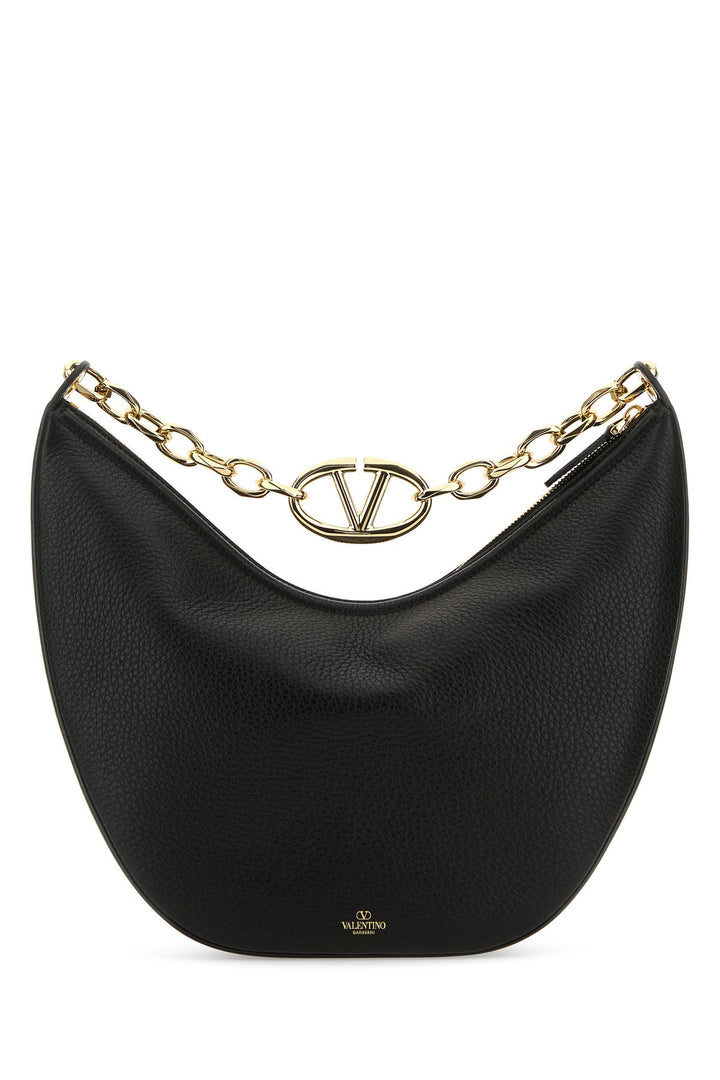 Black leather medium Hobo VLogo Moon shoulder bag