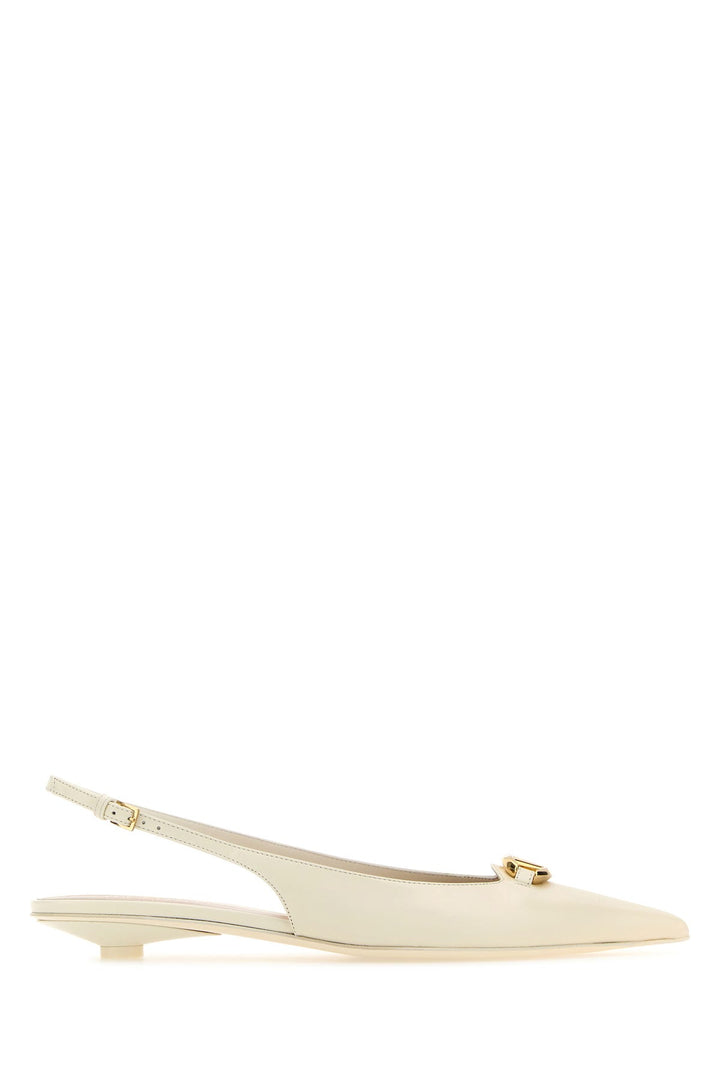 Ivory leather VLogo ballerinas