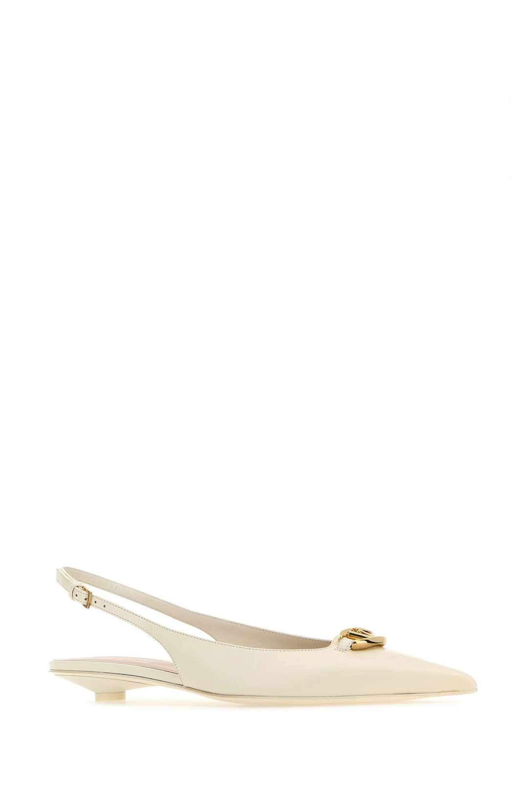 Ivory leather VLogo ballerinas