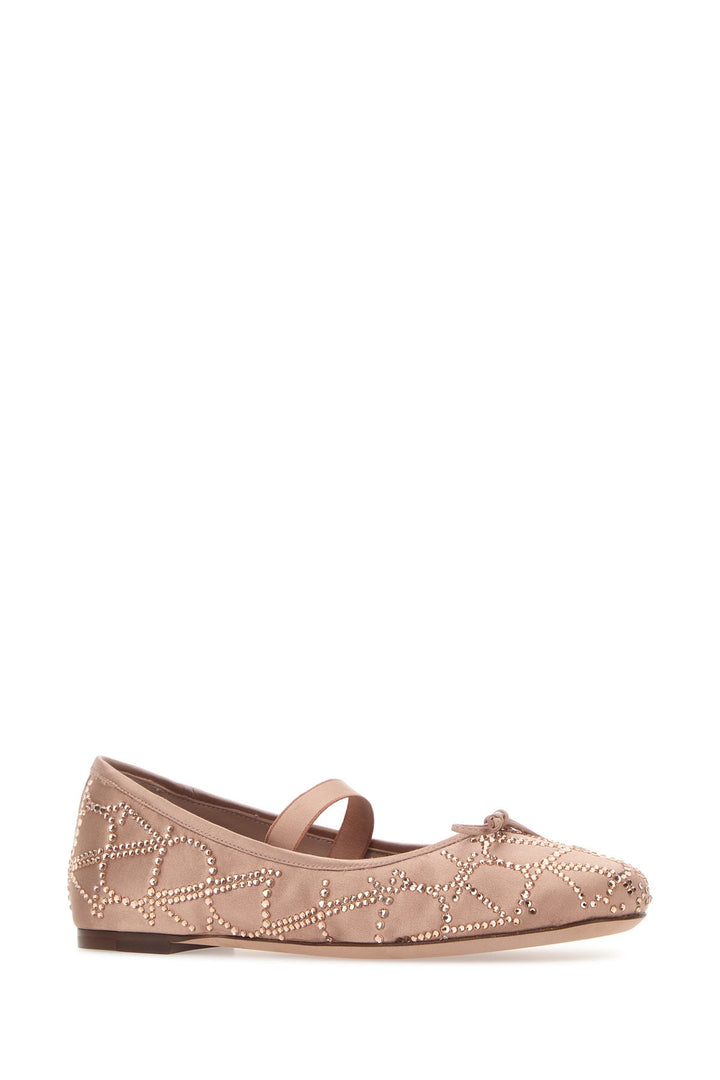 Antiqued pink satin ballerinas