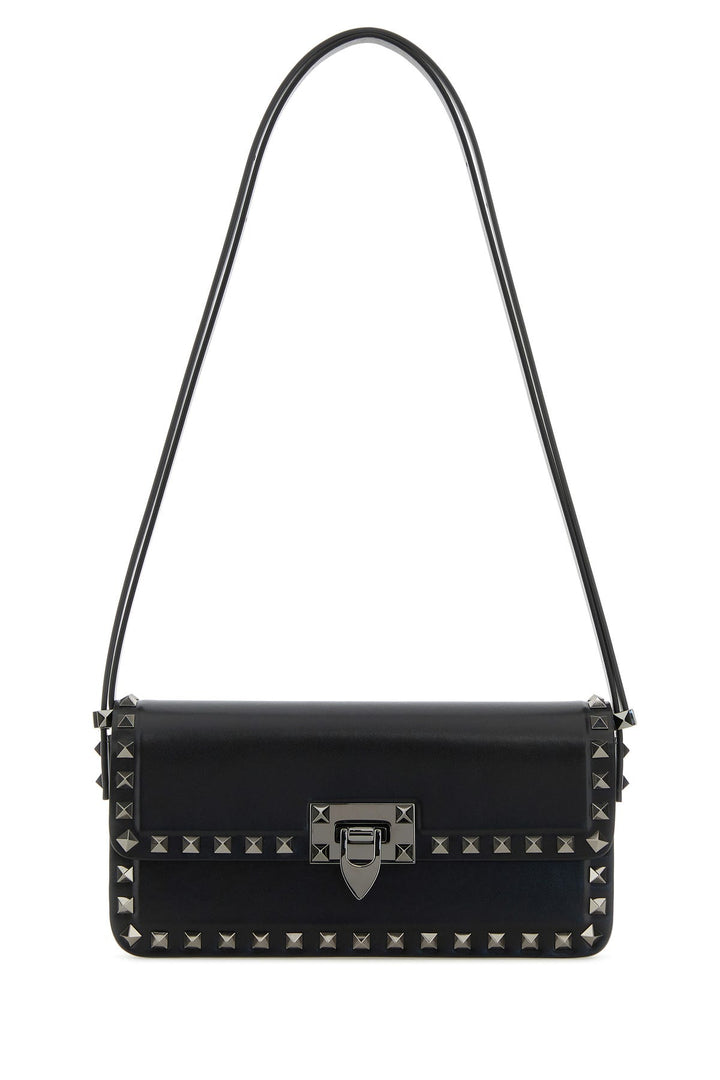 Black leather Rockstud shoulder bag