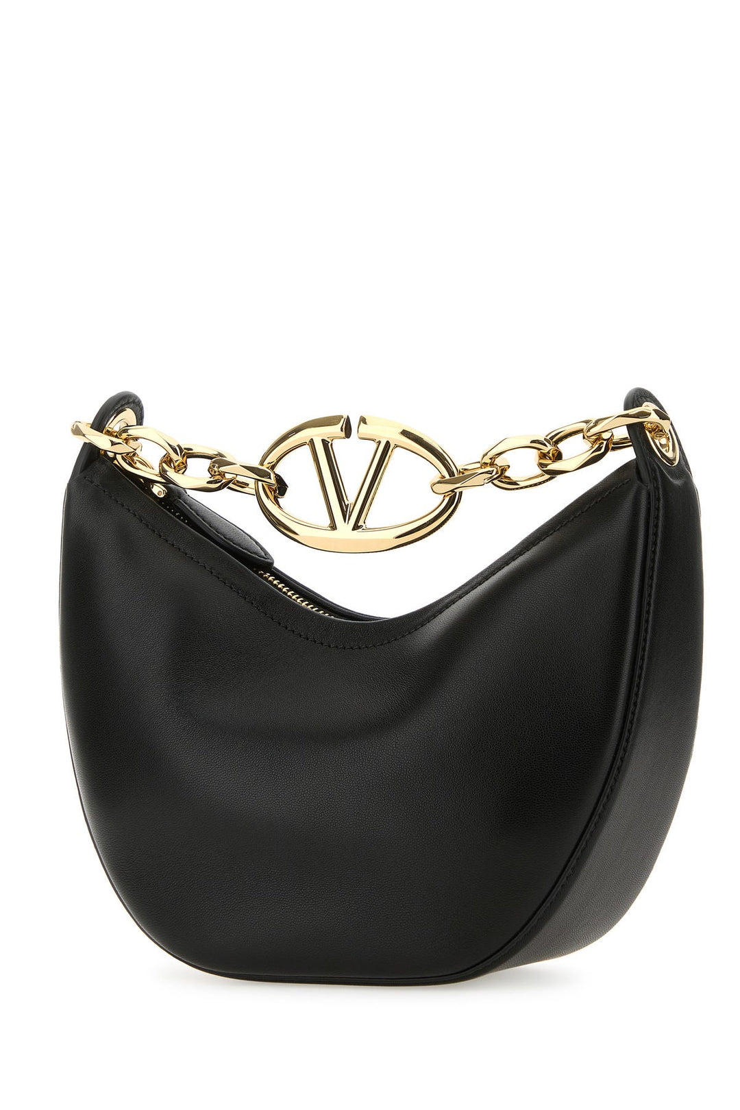 Black leather small Hobo VLogo Moon handbag