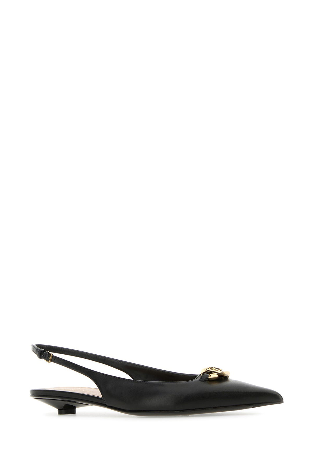 Black leather VLogo ballerinas