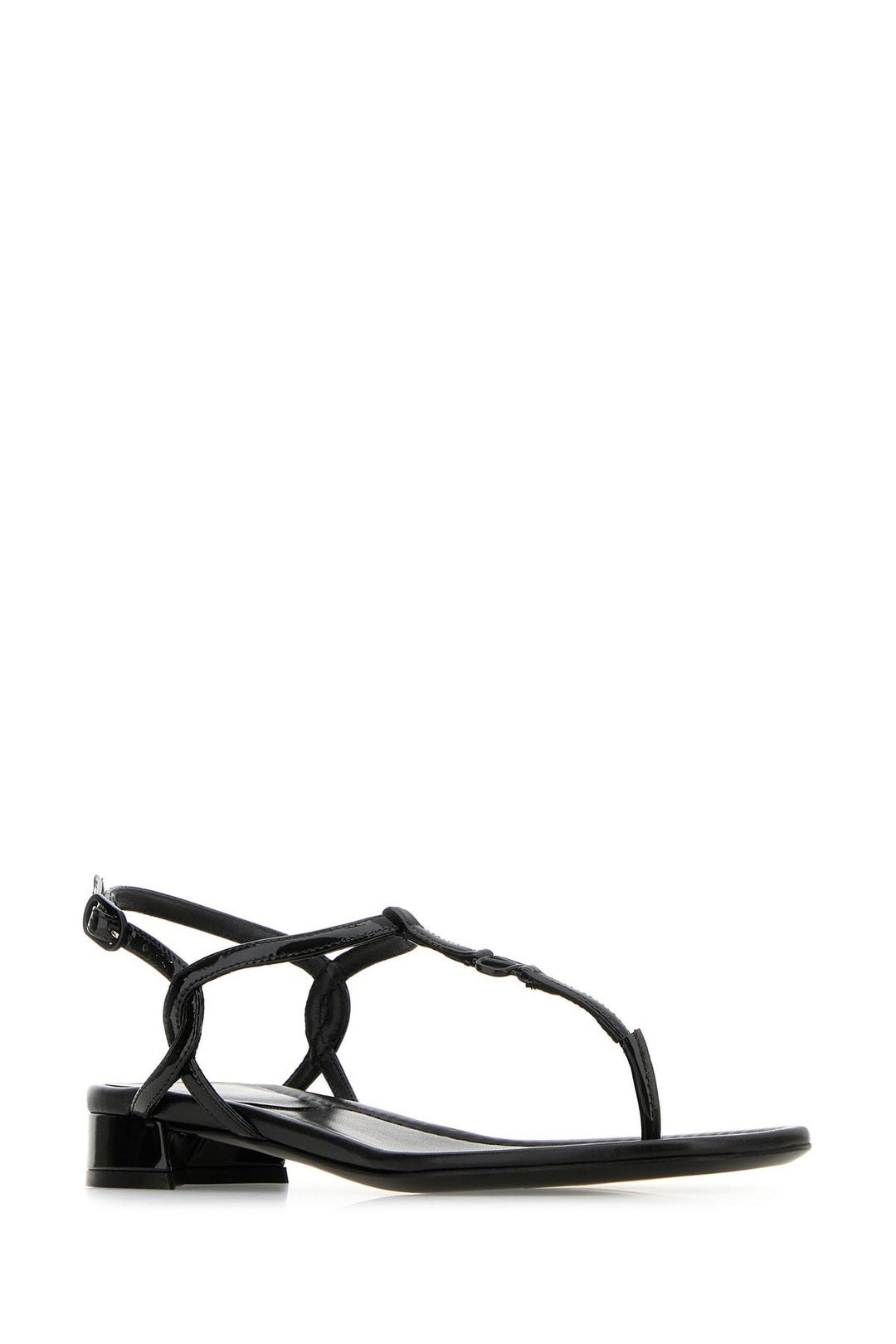 Black leather VLogo thong sandals