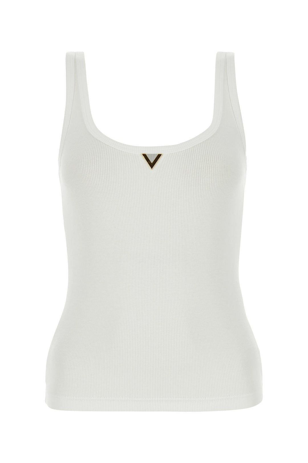 White stretch cotton tank top