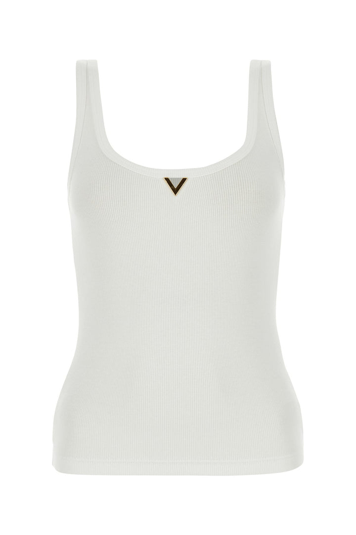 White stretch cotton tank top