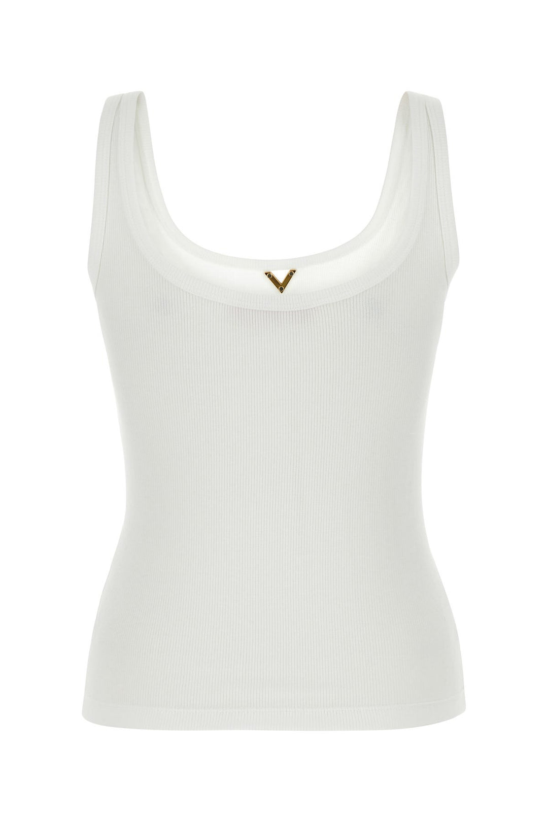 White stretch cotton tank top