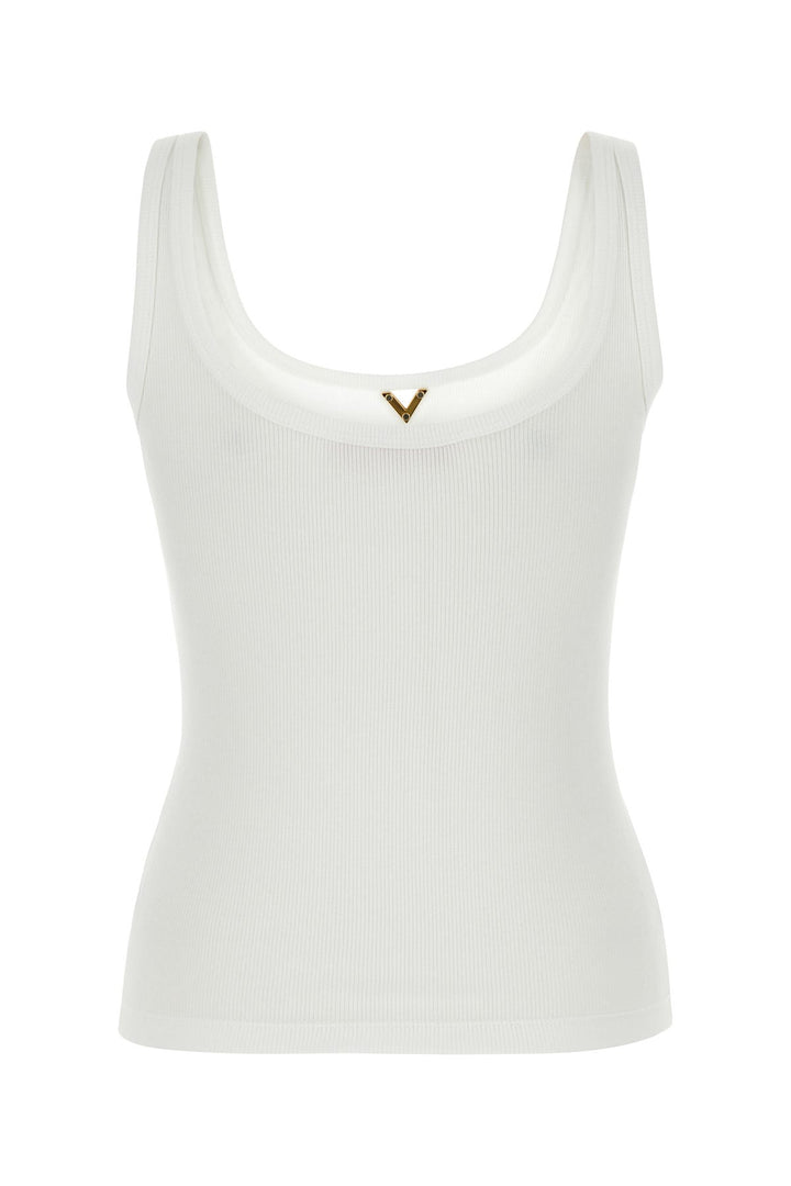 White stretch cotton tank top