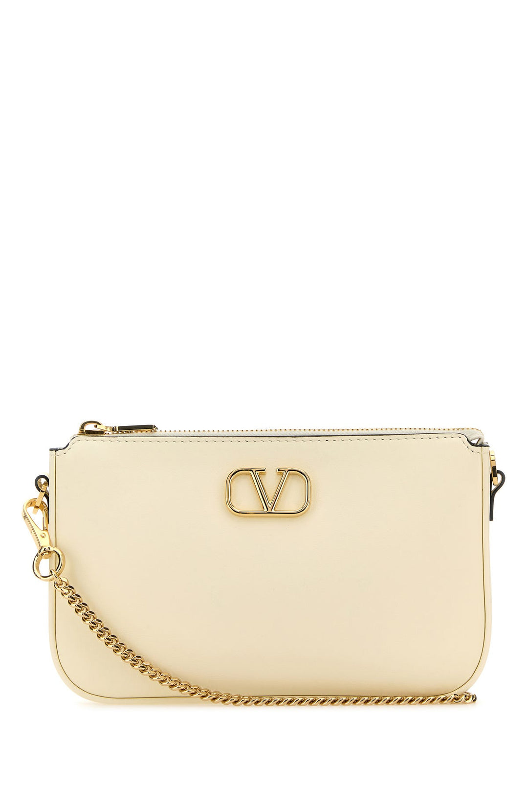 Ivory leather VLogo crossbody bag