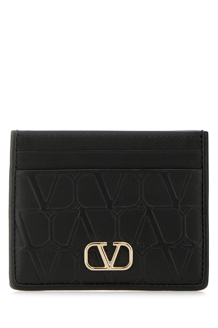 Black leather VLogo card holder