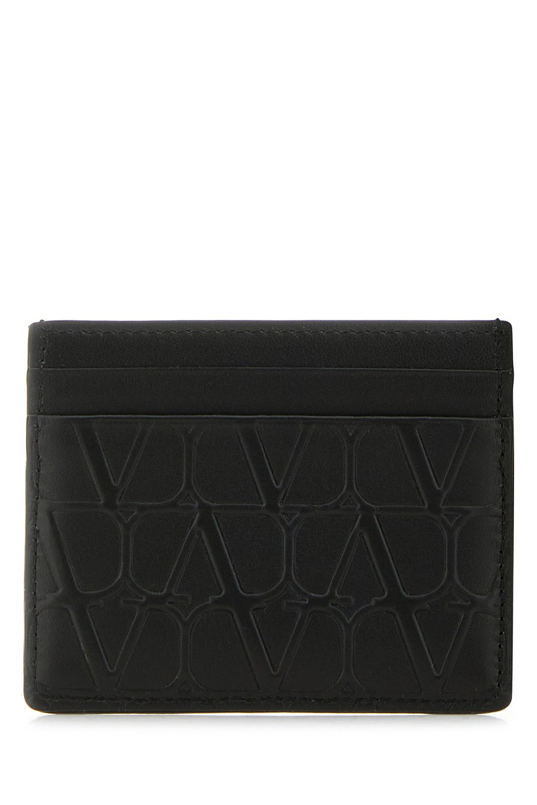 Black leather VLogo card holder