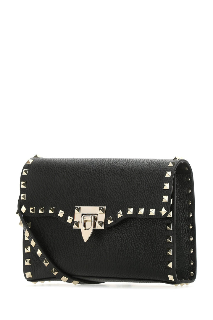 Black leather Rockstud crossbody bag