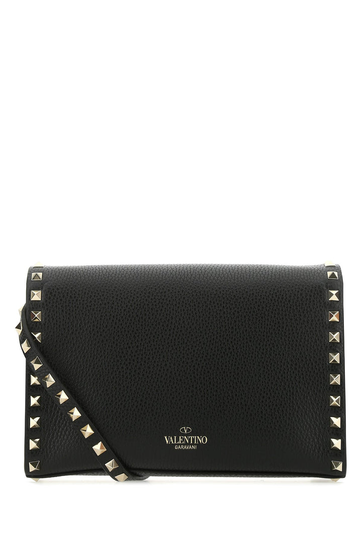 Black leather Rockstud crossbody bag