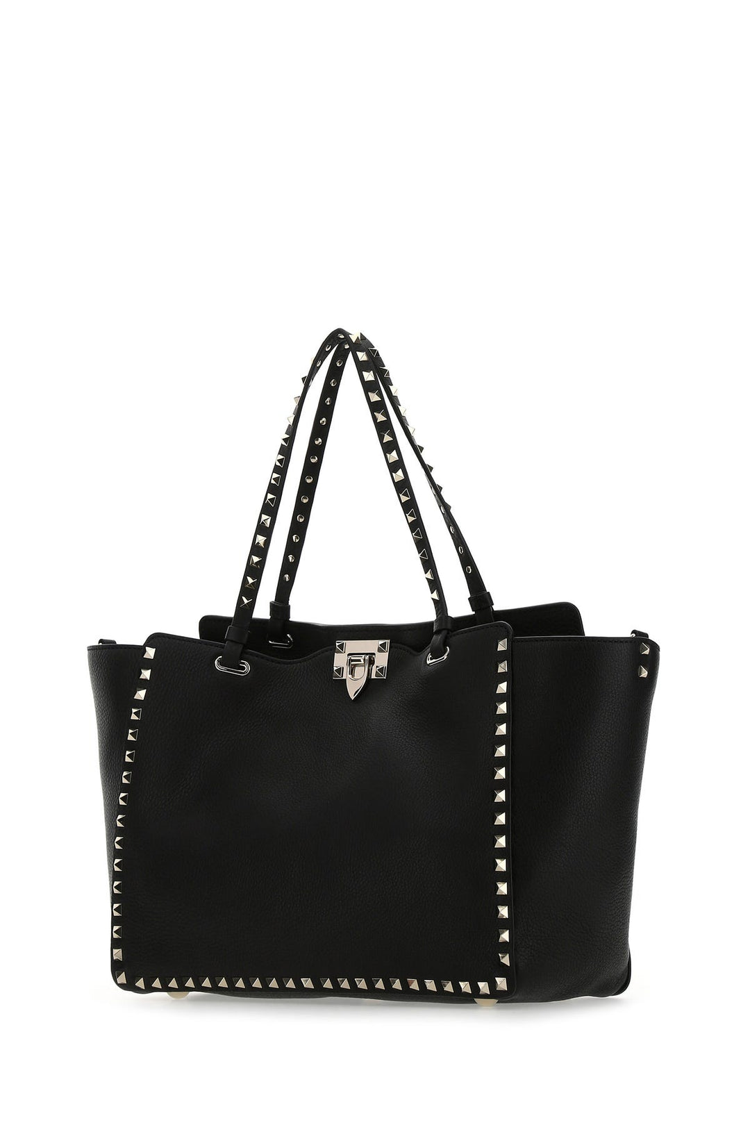 Black leather medium Rockstud shoulder bag