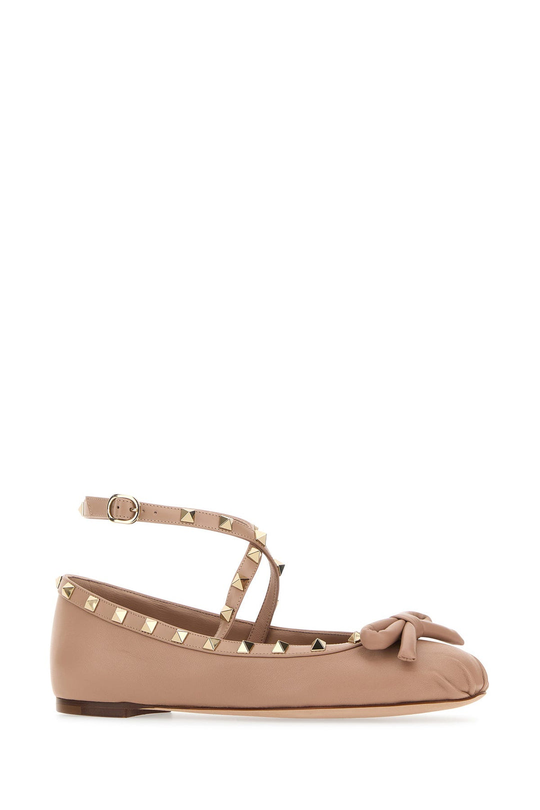 Antiqued pink nappa leather Rockstud ballerinas