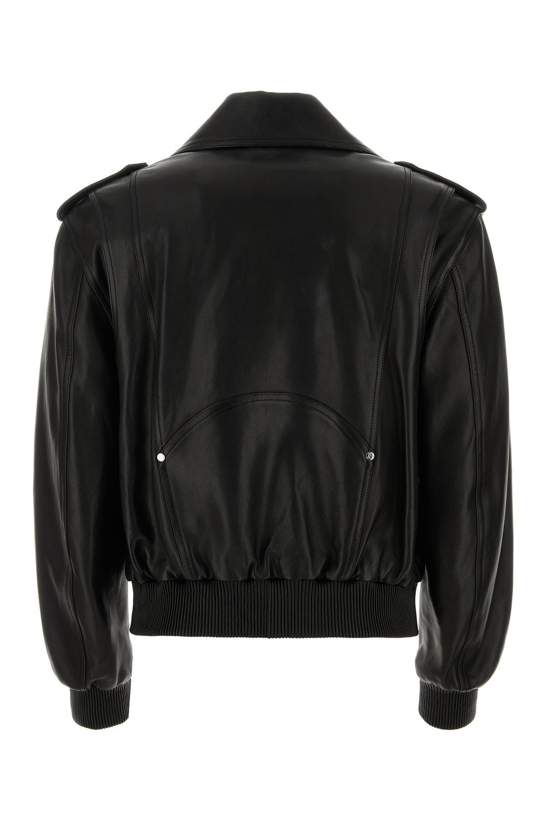 Black leather bomber jacket