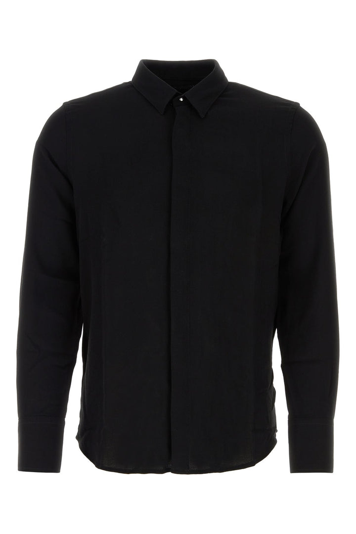 Black wool and viscose shirt