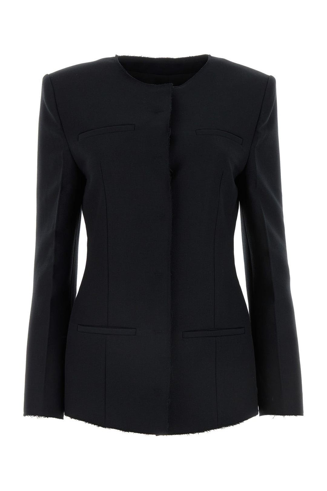 Black stretch polyester blend blazer