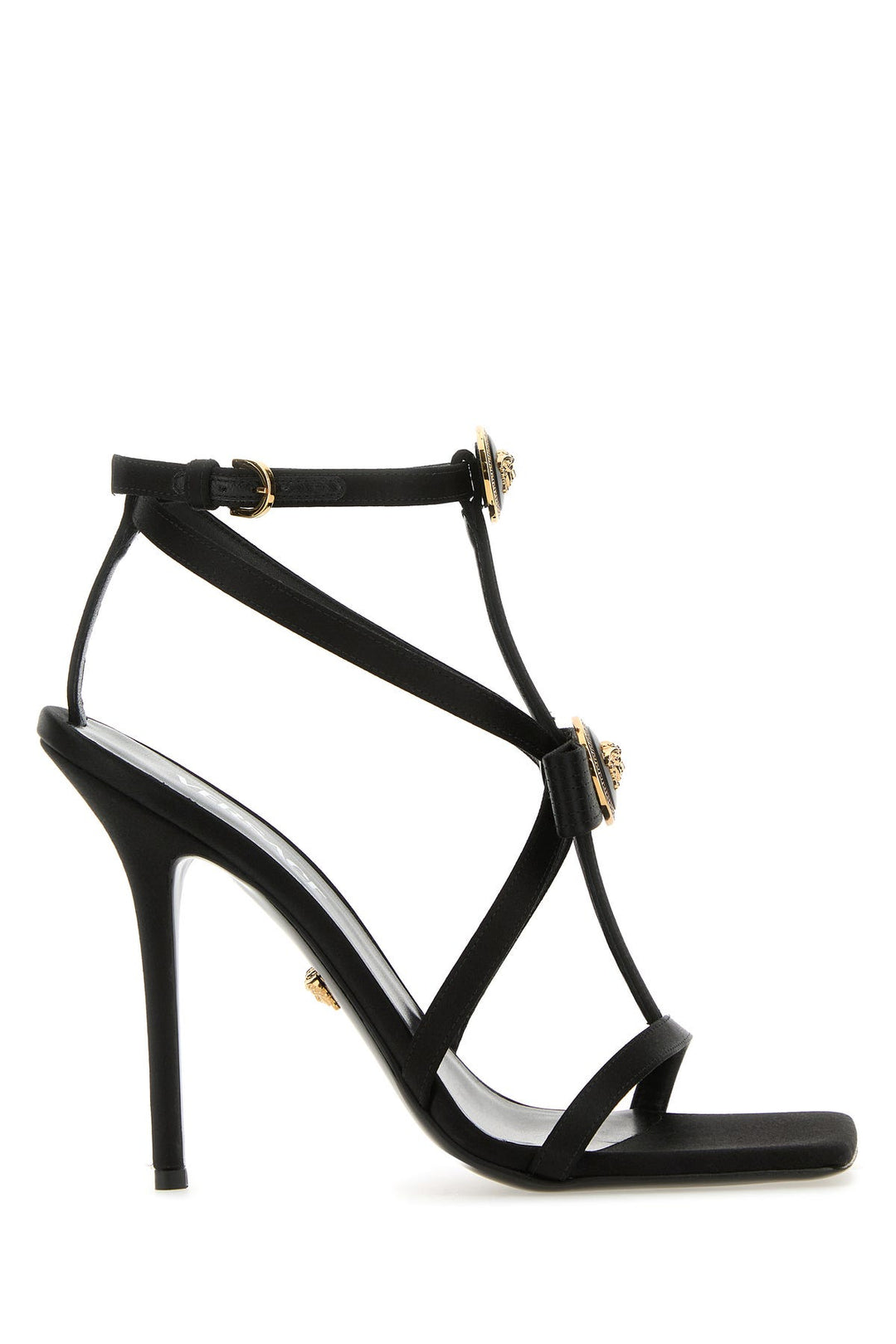 Black satin sandals