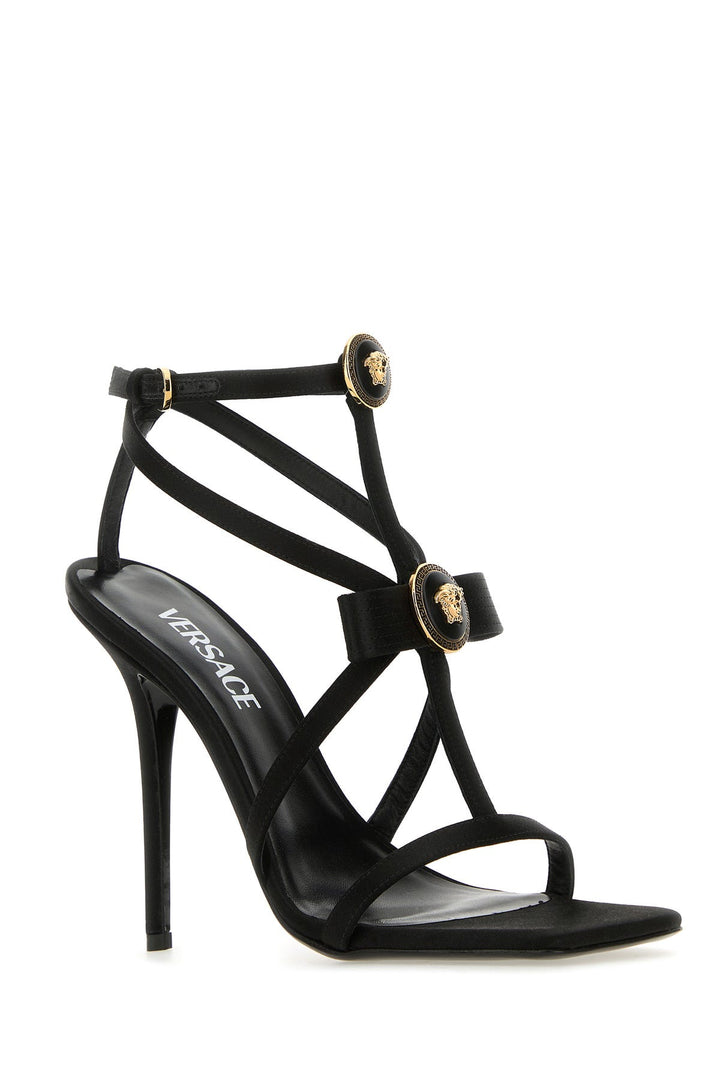 Black satin sandals