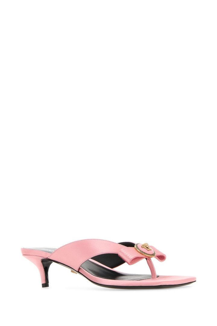 Pink satin Gianni Ribbon thong mules